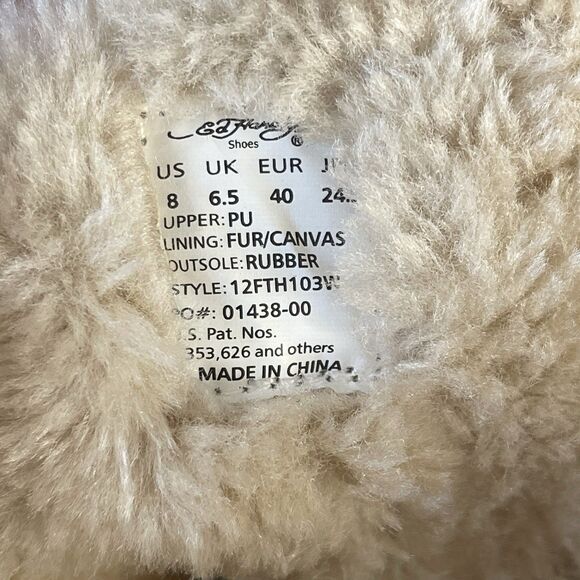 Don Ed Hardy Women's High Top Faux Fur Lined Sneaker Shoes US 8 Cream Metallic - Picture 13 of 15